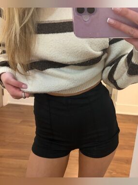 Black High-Waisted Tailored Mini Shorts XS